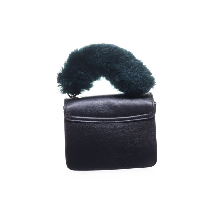 Fluffy handle leather handbag