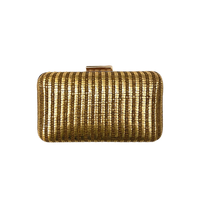 Gold rattan detail clutch