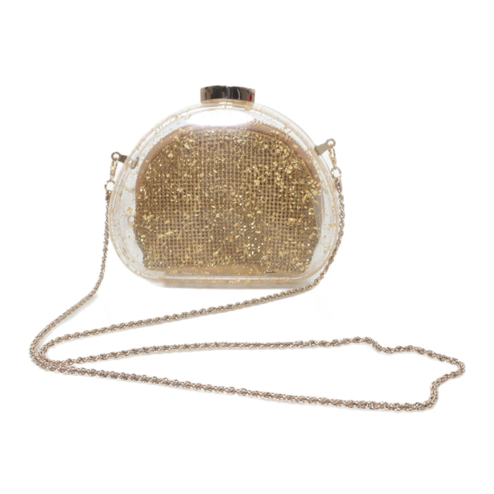 Gold acrylic bubble clutch