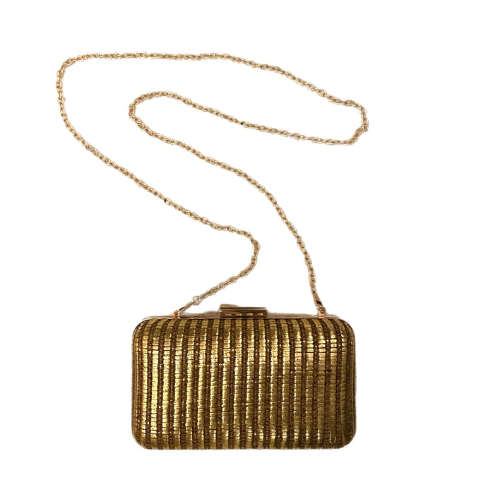 Gold rattan detail clutch